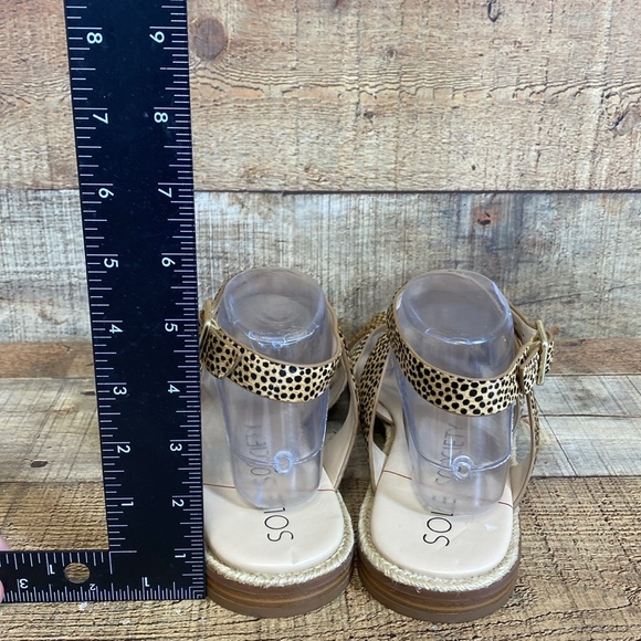 Sole Society Saden Strappy Sandals Women Size 10M Tan Black Cheetah Print Buckle - Picture 7 of 11